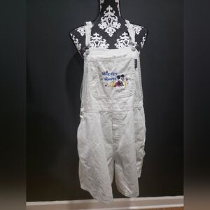 90s Disney Plus Shortalls Coveralls Womens Embroidered Overalls L Pale Grey 18W
